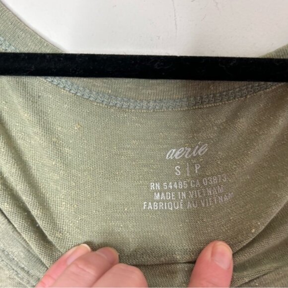 AERIE Midi Tank Dress Linen blend sleeveless Sage Green High Low hem Size S - Picture 8 of 15